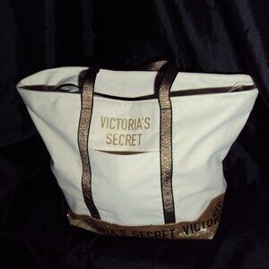 Victoria's Secret Gold Sparkle Tote Bag